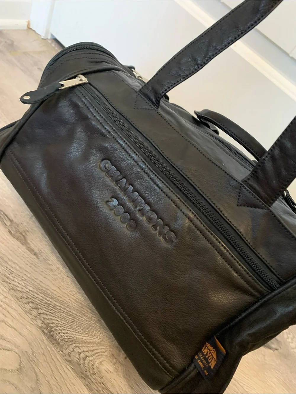 Vintage Black Classic Black Leather Duffel Bag for Men